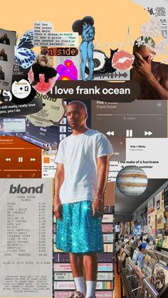 a collage of photos and text with the words i love frank ocean on it