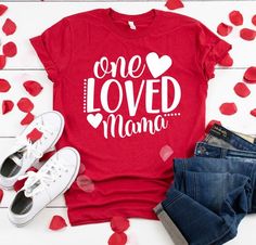 One Loved Mama t-shirt, Womens Valentines Shirt, Cute Valentines tee, Love Shirt, Valentines Day gift for mom, wife gift, from kids, mother  Unisex Jersey Short Sleeve, Valentines Day Gift Unisex Jersey Short Sleeve Tee Unisex shirt is made of super soft  lightweight cottonT-shirt is made of Pre-shrunk 100% ultra soft cotton, runs true to size, unisex standard fit shirt» Deep Heather is 52/48 combed and ringspun cotton/polyester,» Sport grey and Black Heather are 90/10 combed and ringspun cotton Womens Valentine Shirts, Baby Shower Shirts, Single Shirt, Cute Valentines, Husband Shirts, Mama T Shirt, Wife Gift, Mens Long Sleeve Tee, Valentines Day Shirts