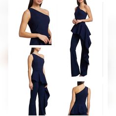 New With Tags Currently Online At Saks For 750.00 Size 46 =Us 10 Navy Sleeveless Fitted Jumpsuits And Rompers, Navy Fitted Elegant Jumpsuits And Rompers, Elegant Fitted Navy Jumpsuits And Rompers, Navy Fitted Elegant Jumpsuit, Elegant Fitted Navy Jumpsuit, Elegant Fitted Blue Jumpsuits And Rompers, Peplum Jumpsuits, Chiara Boni, Pant Jumpsuit