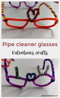 pipe cleaner glasses valentine's crafts for kids to make with pipe cleaner glasses and yarn