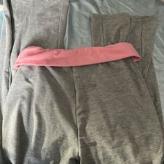 Never Worn Size Small Fold Over Waist Pink Stretch Sweatpants For Loungewear, Pink Stretch Bottoms For Loungewear, Stretch Pink Pants For Loungewear, Pink Stretch Pants For Loungewear, Pink Athleisure Pants For Lounging, Pink Stretch Sweatpants, Pink Yoga Pants For Spring Loungewear, Fitted Pink Bottoms With Waistband, Pink Athleisure Activewear For Lounging