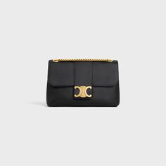 10 X 6 X 3 In (25 X 15 X 8 Cm) Calfskin Lambskin Lining Gold Finishing Cross-Body And Shoulder Carry Triomphe Snap Button Closure Two Main Compartments One Inner Flat Pocket One Inner Central Zipped Pocket Sliding Chain With A Minimum Drop 10 In (29 Cm) And A Maximum Drop 19 In (50 Cm) Winter Shopping, Medium Bag, Celine Bags, New Sneakers, Flat Boots, Medium Bags, Small Leather Goods, Chain Bags, Leather Coat