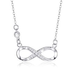 PRICES MAY VARY. INFIINITY NECKLACE : The symbol of infinity represents eternity,and all imaginations of love and beauty is infinite. Infinity pendant is decorated with shiny white cubic zirconia , fulling of sophistication and fashion sense NECKLACE SIZE：2.45cm/0.97IN *0.87cm/0.34IN. The infinity pendant hangs from a 18.7 " adjustable corrugated chain, secured by a spring-loaded clasp.A 3mm mini diamond connects the pendant to the chain.Environmentally friendly materials, lead and nickel free, Silver Infinity Clavicle Chain Necklace, Infinity Necklace Silver, Infinity Pendant, Elegant Bags, Sterling Pendant, Infinity Necklace, The Infinity, Necklace Size, Necklace Sizes