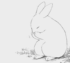 a drawing of a bunny sitting in the grass