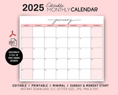 a pink and black calendar with the words printable on it