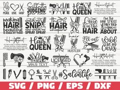 svg / png clipart bundle for hair salon