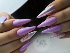 Cute Stilleto Nails Designs, Spring Nails Stiletto, Lila Nails, Stilleto Nails Designs, Ombre Acrylic Nails, Almond Acrylic Nails, Fabulous Nails