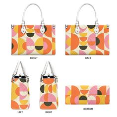 • Elevate your style with our retro style 60s Space Age Opt Art Handbag, a chic fusion of mod and vintage aesthetics inspired by the iconic designs of the 60s.• This Mod 60s Handbag features a mesmerizing geometric opt art pattern print in vibrant shades of orange, pink, yellow, and black, adding a bold and artistic touch to any outfit.• Crafted from premium PU leather, this Retro Handbag Women boasts an exquisite zipper closure and comes with a removable strap for added versatility.• Available in three sizes - small, medium, and large - and with two handle options in black and white, this 60s Style Handbag offers both style and practicality for every occasion.**Designed in California by Trendy Hip Buys. Made to order from overseas. 60s Space Age, 60s Purse, Opt Art, 1940s Fashion Dresses, Vintage Inspired Shoes, Orange Handbag, Purse Style, Vintage Style Hat, Retro Handbags