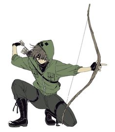 an anime character holding a bow and arrow