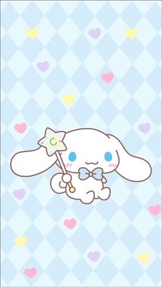 an animal with a bow tie holding a wand in its mouth on a blue background