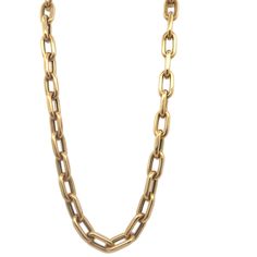 18kt yellow gold large oval 24" paperclip necklace. Elevate your look with our stunning gold necklace. This piece features a delicate chain that shimmers and sparkles with every move you make. The rich gold color exudes luxury and timeless beauty. Perfect for adding a touch of glamour to any outfit! 
Product: Necklace 
Material: 18kt Yellow Gold Paperclip Necklace, Delicate Chain, Elevate Your Look, Paper Clip, Timeless Beauty, Gold Color, Gold Necklace, Sparkle, Yellow Gold