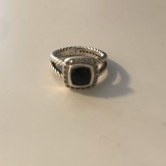 Black Onyx. No Signs Of Wear. Designer Black Ring With Black Enamel, Black Stackable Rings Fine Jewelry, Fine Jewelry Black Stackable Rings, Black Stackable Fine Jewelry Rings, Designer Black Enamel Ring, Elegant Stackable Black Rings, Designer Black Jewelry With Polished Finish, Designer Black Rings For Anniversary, Timeless Black Stackable Jewelry