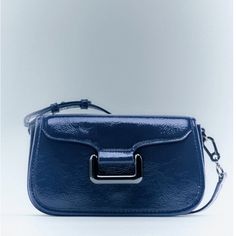 Beautiful Zara Patent Leather Navy Blue Crossbody Bag. Nwt Watermelon Bag, Navy Crossbody Bag, Zara Purse, Navy Blue Purse, Blue Crossbody Bag, Beaded Crossbody Bag, Zara Bags, Zara Leather, Blue Purse