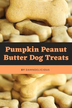 pumpkin peanut butter dog treats with text overlay