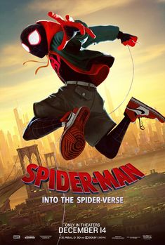 the poster for spider - man into the spider - verse, which is being released on december