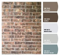 a brick wall with different shades of gray and brown in the color scheme, including white