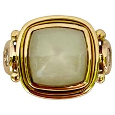 Michael Kneebone Sugarloaf Moonstone Diamond Archaic Style Ring | From a unique collection of vintage Three-Stone Rings at https://www.1stdibs.com/jewelry/rings/three-stone-rings/. Contemporary Ring, Three Stone Ring, White Moonstone, Cabochon Ring, Viking Jewelry, Three Stone Rings, Three Stone, Stone Ring, Brilliant Cut Diamond