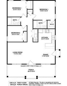 the floor plan for a two bedroom house