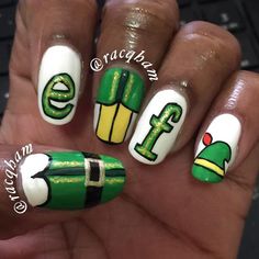 Elf Nails, Shrek Nails, Christmas Nail Designs Easy, Wow Nails, Christmas Nail Art Designs