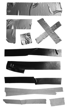 several pieces of duct tape are shown in black and white