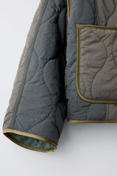 QUILTED JACKET - Khaki | ZARA United States Khaki Blazer With Patch Pockets, Khaki Long Sleeve Blazer With Patch Pockets, Utility Blazer With Pockets For Winter, Winter Utility Blazer With Patch Pockets, Utility Blazer With Patch Pockets For Winter, Long Sleeve Utility Jacket With Pockets For Layering, Casual Patchwork Blazer For Winter, Casual Patchwork Outerwear For Work, Utility Long Sleeve Outerwear For Layering