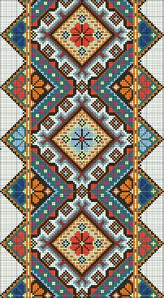 a cross stitch pattern with different colors and shapes