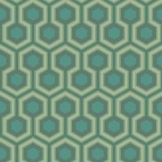 an abstract pattern with hexagonal shapes in shades of green and brown on a gray background