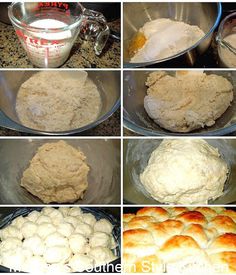 there are many different pictures of food being made