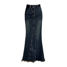 Long Skirts Denim, Individual Clothing Pieces, Y2k Skirts Long, Demim Skirt, Classic Womens Style, Skirt Out Of Jeans, Jean Long Skirt, Long Jean Skirts, Black Jeans Skirt