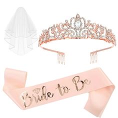 bride to be sash, tiara and hair combs