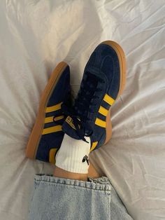 Sambas Aesthetic, Adidas Spezials, Samba Adidas, Navy And Yellow, Adidas Spezial, Hype Shoes, Adidas Sneaker