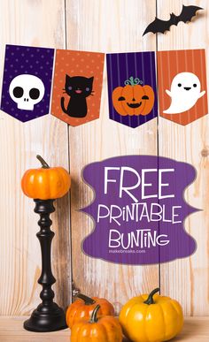 free printable halloween bunting banner with pumpkins and jack - o'- lanterns