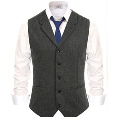 Nwt Pj Paul Jones Men's Slim Fit Herringbone Tweed Suits Vest Wool Blend Waistcoat Size Large 860 -27 Tailored Single-breasted Tweed Vest, Vest And Bow Tie, Tuxedo Vest, Formal Vest, Wool Waistcoat, Black Suit Jacket, Tweed Waistcoat, Vest And Tie, Natural Clothing