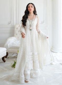 Show details for Leelee Ivory Kalidaar and dupatta Party Wear Frocks, Pakistani Dresses Casual, Embroidered Organza, Simple Pakistani Dresses, Designer Party Wear Dresses, Stylish Party Dresses