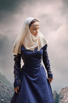 MEDIEVAL DREAM Fantasy Renaissance Inspired Wide Satin - Etsy Medieval Clothing Women, Gown With Puff Sleeves, Faire Dress, Celtic Clothing, Ren Faire Costume, Medieval Gown, Medieval Garb, Medieval Aesthetic