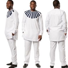 #africanfashion #africanclothing #ankara #africanwear #africanwedding White Cotton Ceremonial Set, White African Mens Wear, African Shirts For Men Long Sleeve, Formal Fitted Long Sleeve Agbada, African Men Long Sleeve Shirts, White Cotton Long Sleeve Agbada, Men African Fashion, African Clothing For Men, African Men