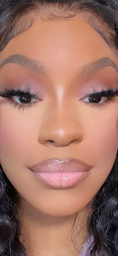 Natural Prom Makeup For Pink Dress, Pink Smokey Eye Black Women, Natural Soft Pink Makeup, Soft Glam Makeup Black Women Graduation, Pink Birthday Nails Black Women, Pink Natural Makeup Black Women, Natural Pink Makeup Looks Black Women, Pink Prom Makeup Looks Black Women, Soft Glam Birthday Makeup