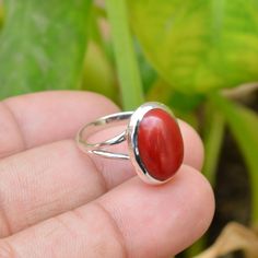 Red Coral Ring, 925 Sterling Silver Rings, 10x14 mm Oval Red Coral Ring, Women Rings, Red Coral Gemstone Ring, Coral Ring, Red Stone Ring Item Details Stone: Red Coral Shape: Oval Size: 10x14 mm Weight:- 3.60 Gram SKU: SE-608 Coral natural stone gold plated 925 sterling silver ring for stacking with other rings. Very tiny and versatile to wear with any stack combinations. Gorgeous gold plated 10x14 mm with coral gemstone ring perfect for any occasion to get the boho look. If you have any inquiri Coral Stone Ring, Red Coral Ring, Rings Red, Red Stone Ring, Gold Jewelry Simple Necklace, Mens Necklace, Coral Gemstone, Coral Ring, Jewelry Simple