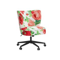 an office chair with flowers on it