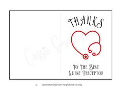 Nurse preceptor thank you card free printable pdf Nurse Preceptor, Teacher Thank You Cards, Nursing Teacher, Cute Nurse, Appreciation Cards