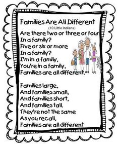 a family poem with the words families are all different in two or three ways to describe them