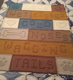 a crocheted blanket with numbers on it