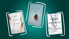 three books on green background with white frames