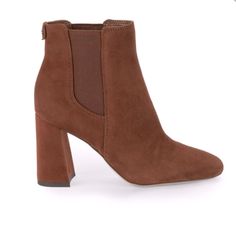 New With Out Tag.,Premium Suede Upper.& Textile Stretch Side Panels, Square Toe , Slip On Style , Padded Insole Approx: Self Covered Block Heel 3.25” , Shaft-5” Leg Opening About 8” Formal Chelsea Boots For Fall With Closed Toe, Formal Fall Chelsea Boots With Closed Toe, Suede Round Toe Heels For Fall, Suede Heels With Round Toe For Fall, Fall Suede Heels With Round Toe, Padded Heel Closed Toe Boots For Fall, Fall Season Closed Toe Boots With Padded Heel, Fall Boots With Padded Heel And Closed Toe, Fall Suede Heels With Almond Toe