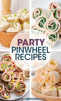 party pinwheel recipes with text overlay