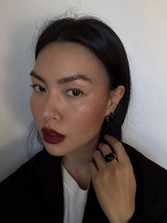 Mimi Nguyen, Bold Lip, Minimal Makeup, Final Days, Models Makeup, Dark Lips, Chunky Jewelry, Lipstick Makeup