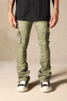 SERENEDE® "OIL" cargo stacked jeans feature our signature stretch material for a comfortable feel. Olive wash* with a slight tint of green. SERENEDE® signature skinny fit construction with a stacked ankle. This unique style features multiple cargo pockets. Designed to be individually unique. DETAILED FEATURES: OLIVE wash [ slight tint of green ] Cargo pockets Stacked finish Fading throughout Signature "leather" waistband label SERENEDE® branded hardware Five-pocket styling Zipper fly 5.5" W Ankl Stacked Jeans, Green Cargo, Light In The Dark, Unique Style, Zipper, Green, Leather