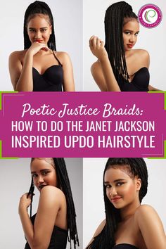 Have you always wanted to do the Janet Jackson-inspired updo hairstyle? We get it. It's iconic, timeless, and beautiful. This hairstyle is well-known as the "Poetic Justice Braids, a 1993 romantic drama movie starring Janet and Tupac Shakur. These braids are also known as box braids. If you want to learn how to do them, here's a guide to help you out. Janet And Tupac, Curly Hair Regimen, Long Bob Styles, Curly Hair Growth, Weave Hairstyles Braided, Poetic Justice Braids, Easy Updo, Curly Braids, Easy Updo Hairstyles