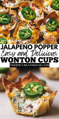 jalapeno popper bites and delicious wonton cups are the perfect appetizer for any party