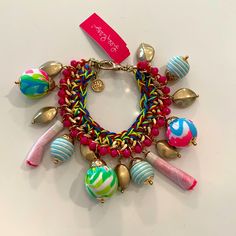 Lilly Pulitzer Ball Bead And Tassel Gold Metallic Bracelet Bracelet Has Never Been Worn And The Tags Are Still Attached. Gorgeous Multicolored Ball Beading With Pink Beads And Pink Tassels. Please See My Listing For The Matching Necklace. Metallic Bracelet, Pink Tassel, Pink Beads, Dream Jewelry, Matching Necklaces, Metal Bracelets, Womens Jewelry Bracelets, Wrap Bracelet, Lilly Pulitzer